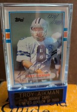 1989 Topps Traded - Troy Aikman #70T Autograph Rookie Card #1039 / 1989. rookie card picture