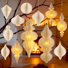 12 Pcs Large White Honeycomb Christmas Tree Ornaments