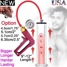 Penis Vacuum Pump Enhancer 9 12" Length Untapered Gauge Cylinder Diameter 1.5-3"
