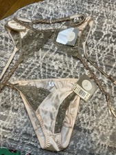 Vintage Christian Dior Peach/tan G-string Panty And Garter. 1980  s New With Tag