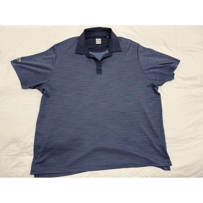 Callaway Opti-Dri Mens 3X Golf Polo Shirt Navy Blue Geometric Micro Dot Print