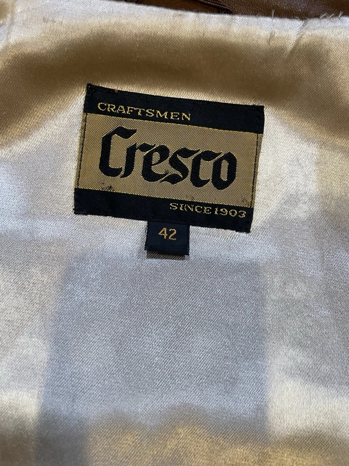 Abrigo de conducción de cuero de colección 42R Cresco de Puritan forrado marrón castaño usado en excelente estado Foto 4 de 4