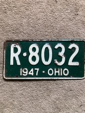 1947 Ohio License Plate - R 8032 - Nice