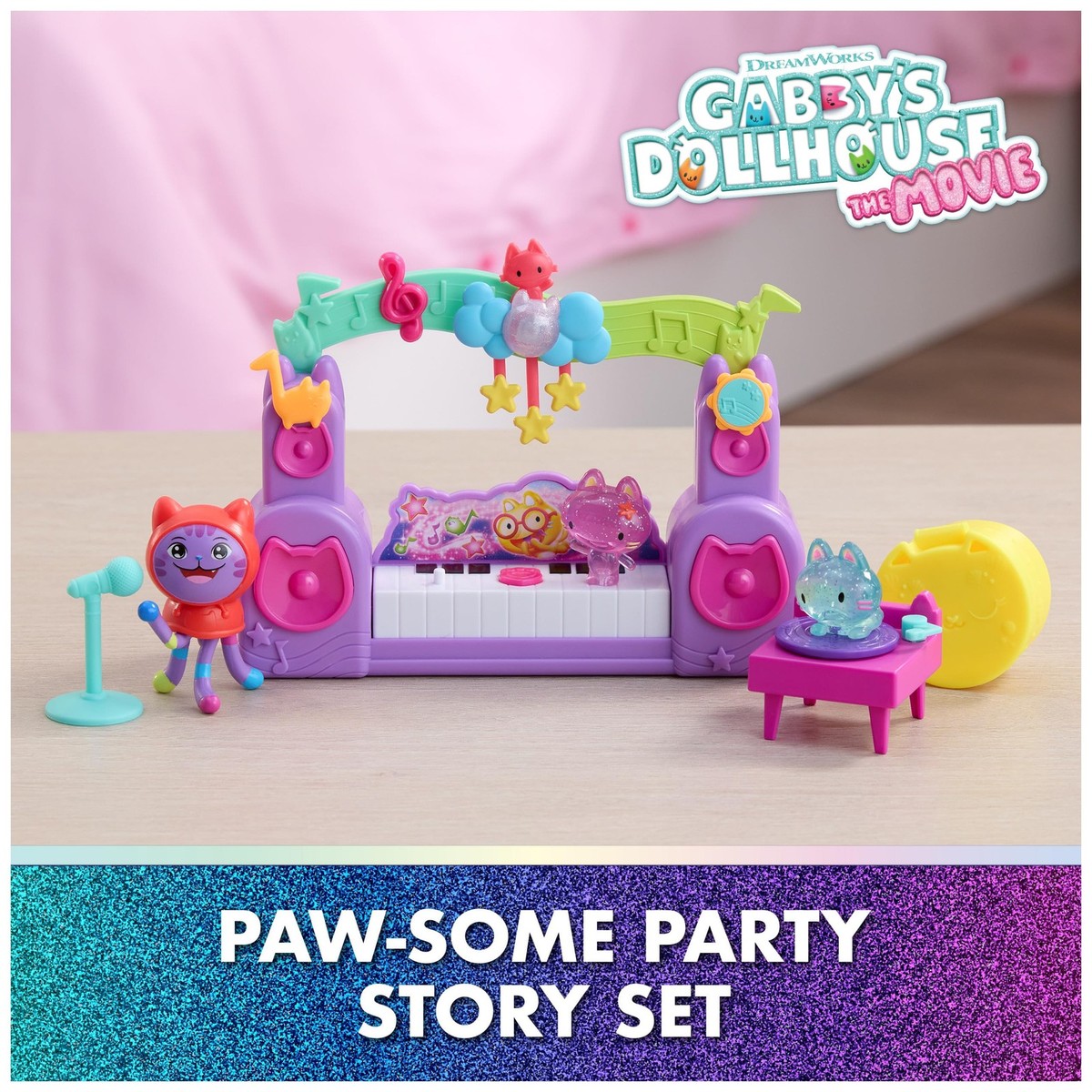Gabbys Dollhouse Movie Party Set with DJ Catnip, 2 Cat Toy Figures