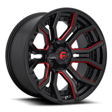 20x10 Fuel D712 Rage 6x1356x5.56x139.7 -18 Gloss Black Red Tint Wheels Rims Se