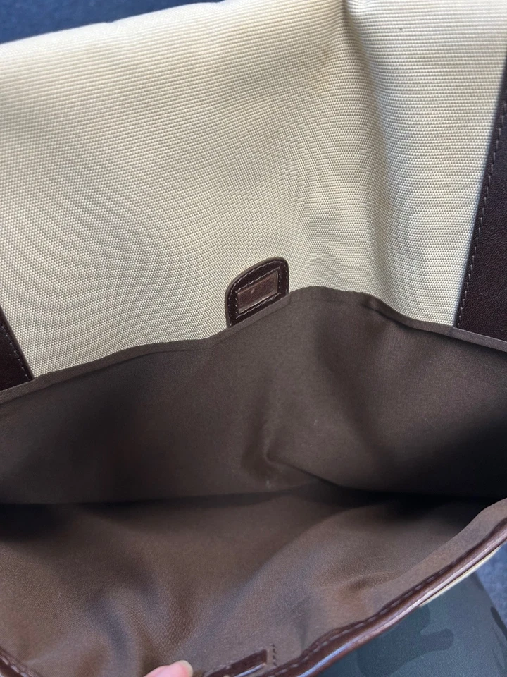 Aspinal of London Beige Canvas and Leather Messenger Bag Preloved - Image 3 of 4