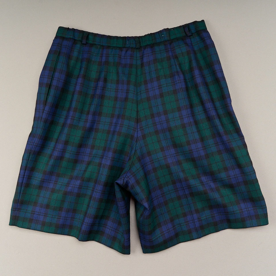 Pantalones Cortos Pendleton De Colección Para Mujer 16 Plus Verde Tartán Lana Escocesa EE. UU. Cintura Alta Foto 4 de 4