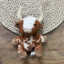 Build A Bear Mini Beans Longhorn Highland Cow Plush 7” BABW Stuffed Animal