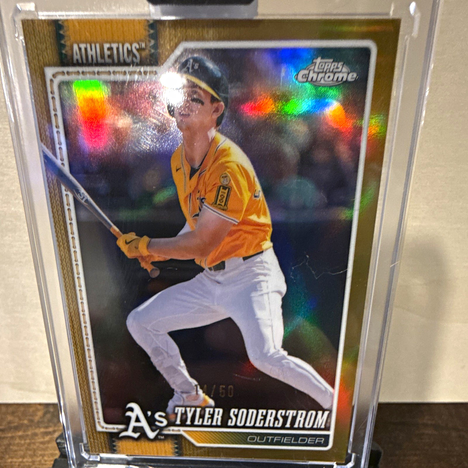 Topps 2024 Chrome Tyler Soderstrom #298 Athletics Gold RayWave Refractor /50 RC