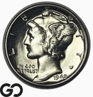 1942-S Mercury Dime, Blast White Solid Gem BU++ FSB, Full Split Bands