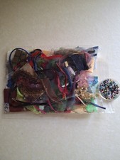 Embroidery/Craft: SCRAP FABRIC/RIBBONS & BEADS Pack: Mixed fibres & Colours 