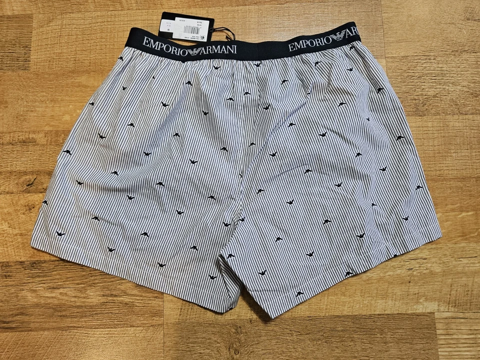 Emporio Armani Hombre Medio Boxer Parte Inferior Negro/Blanco Elegante Logo Estampado Ropa Interior Foto 4 de 4