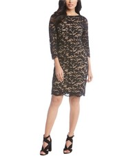Karen Kane Womens Lace Sheath Dress, Black, Medium