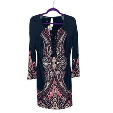 I.N.C. International Concepts Dress Medium Sheath Sequin Paisley Boho Mod