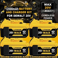 4Pack 12.0AH For DeWalt 20V 20 Volt Max XR Lithium Ion Battery DCB206-2 DCB205-2