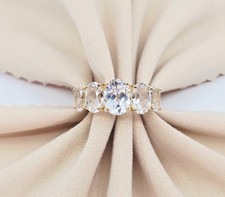 Beautiful 10K Karat Solid Yellow Gold Designer 5 Stone CZ Ladies Ring - Size 8
