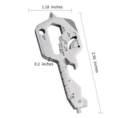 Multi Functional Key Shaped Multitool 20 in 1 Design Fits Pocket Keychain Use