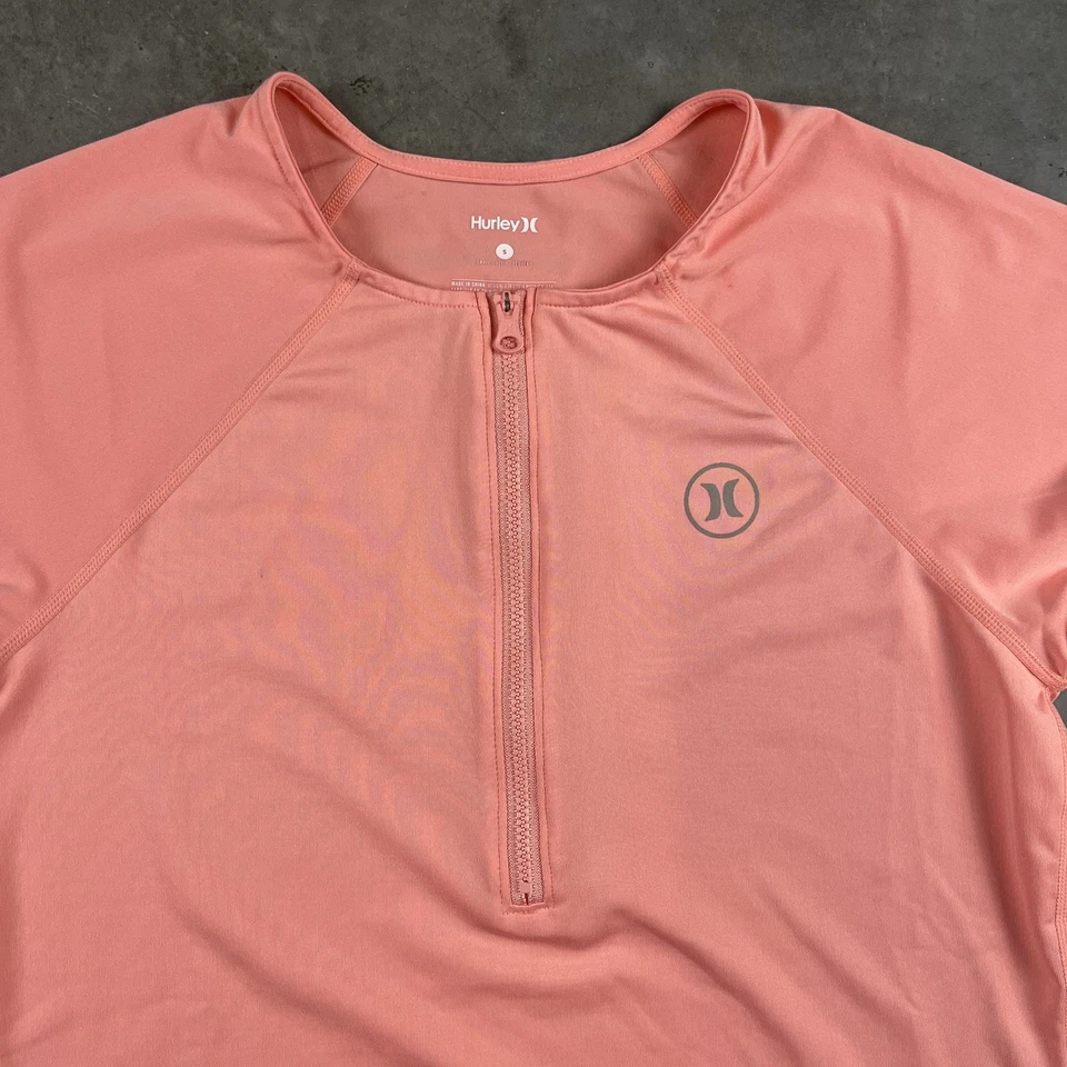 Camisa de compresión Hurley para mujer pequeña rosa elástica secado rápido UPF 50+ al aire libre Foto 4 de 4