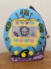 10  Tamagotchi Bandai Blue Clock Lenticular Hard Large Storage Case w/ Lanyard