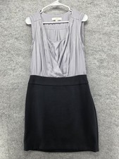 LOFT Dress Womens 4 Gray Black Colorblock Sheath Sleeveless Work Office