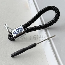 Subaru Logo Black Weave Calf Leather Keychain US Seller Free Shipping