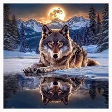 Wolf Diamond Art Kits for Adults, Wolf Moon Kits for Adults Beg