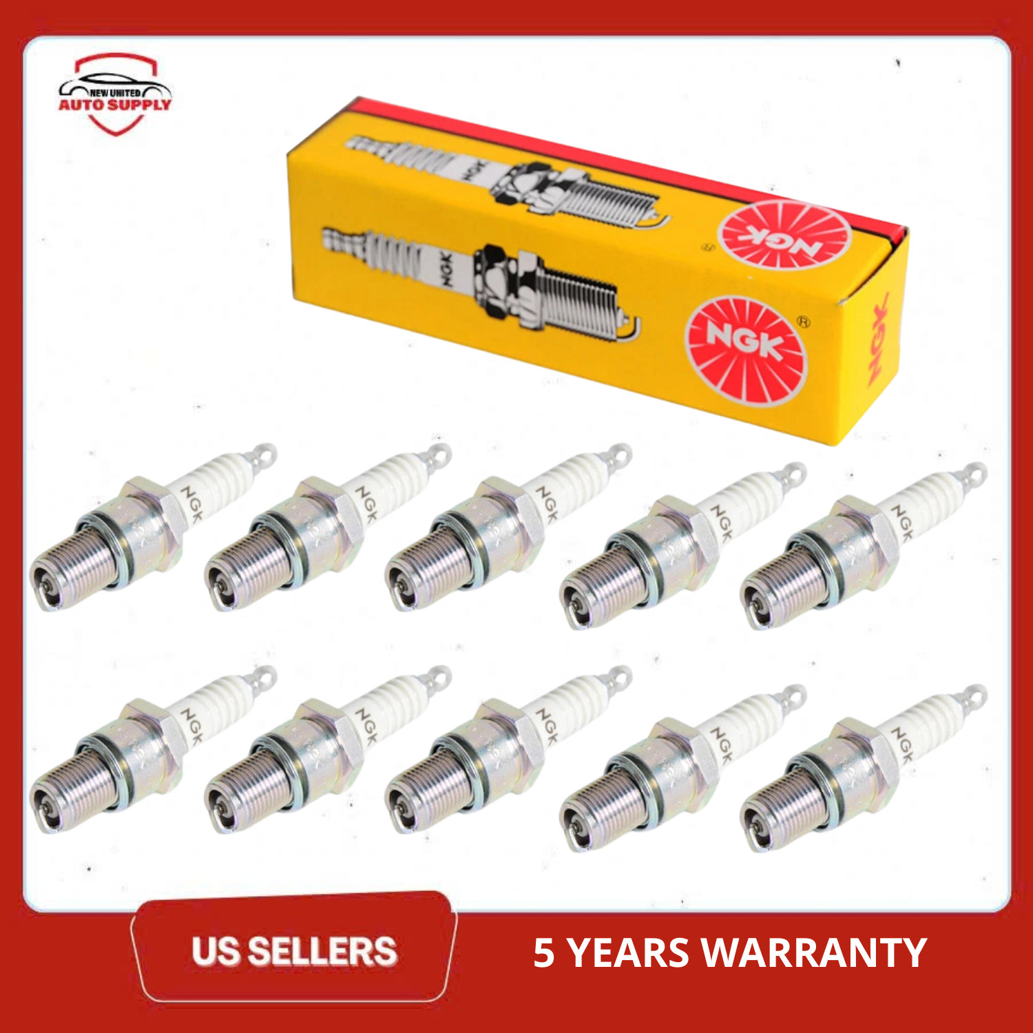 NGK B8ES 2411 Spark Plug 10 Pack Standard Copper Core Kawasaki Honda Yamaha