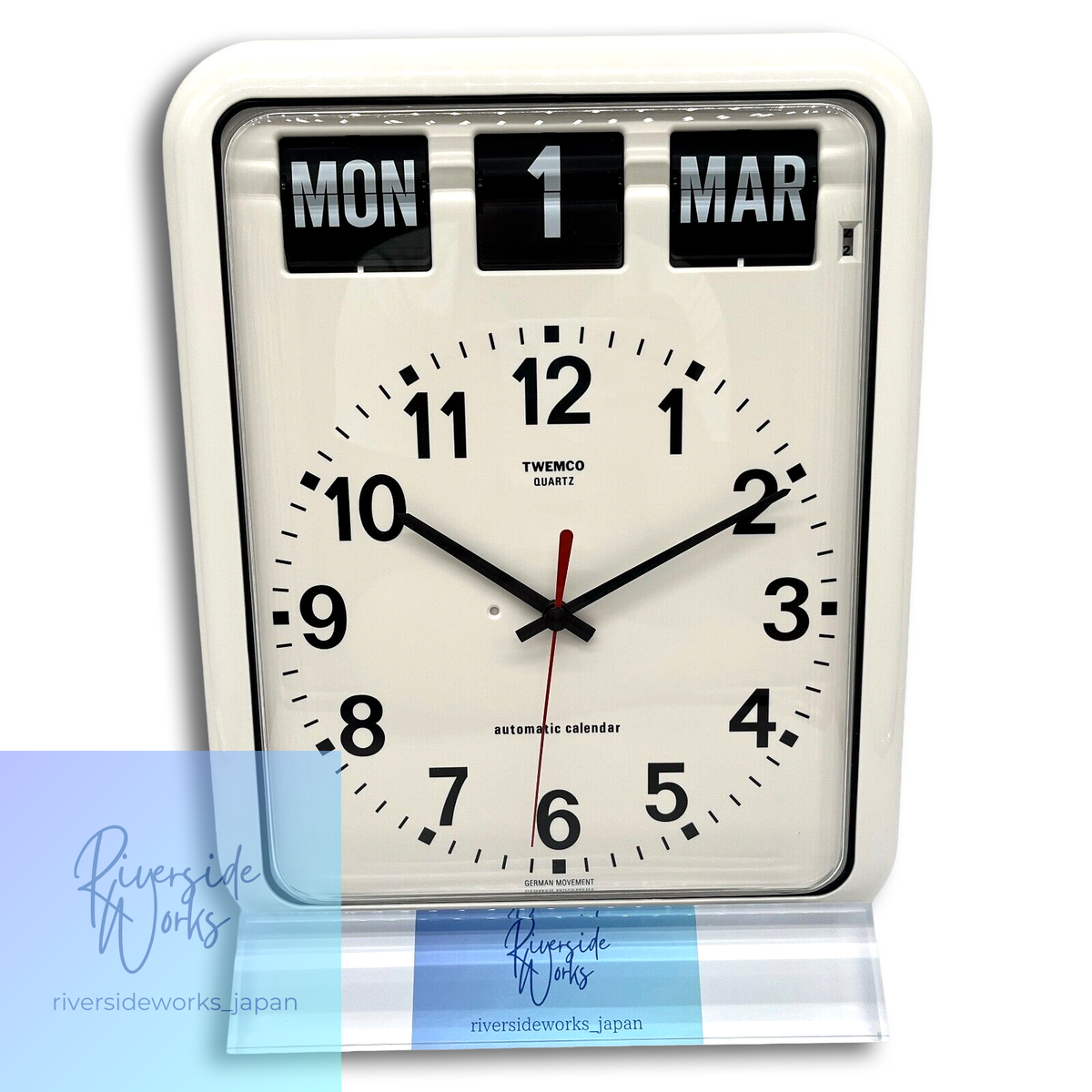 TWEMCO BQ-12A Wall Clock Flip Perpetual Calendar White 15