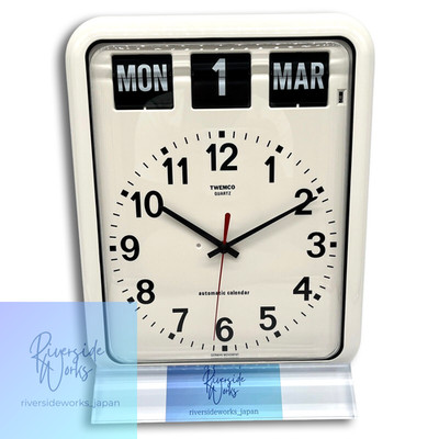 TWEMCO BQ-12A Wall Clock Flip Perpetual Calendar White 15