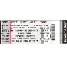 Biglietto concerto THE TRAMMPS & DELFONICS STUB ATLANTIC CITY 31/12/19 CAPODANNO VIGILIA