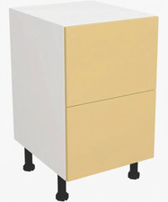 Fully Assembled Kitchen 600mm Matt Sand Yellow 2 Drawer Base Unit