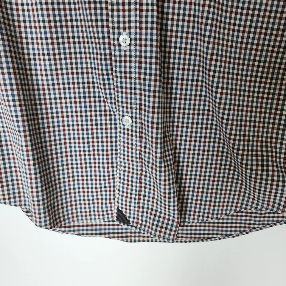 UNTUCKit Med Slim Fit Nylon Blended Red Blue Plaid Button Up Long Sleeve Shirt - Image 3 of 4