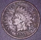 1871  INDIAN HEAD CENT 1C , HARD DATE BOOK FILLER