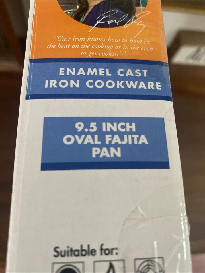 Rachel Ray Cobalt Blue & White Cast Iron Enamel Pan 9.5" Fajita Skillet - Image 3 of 4