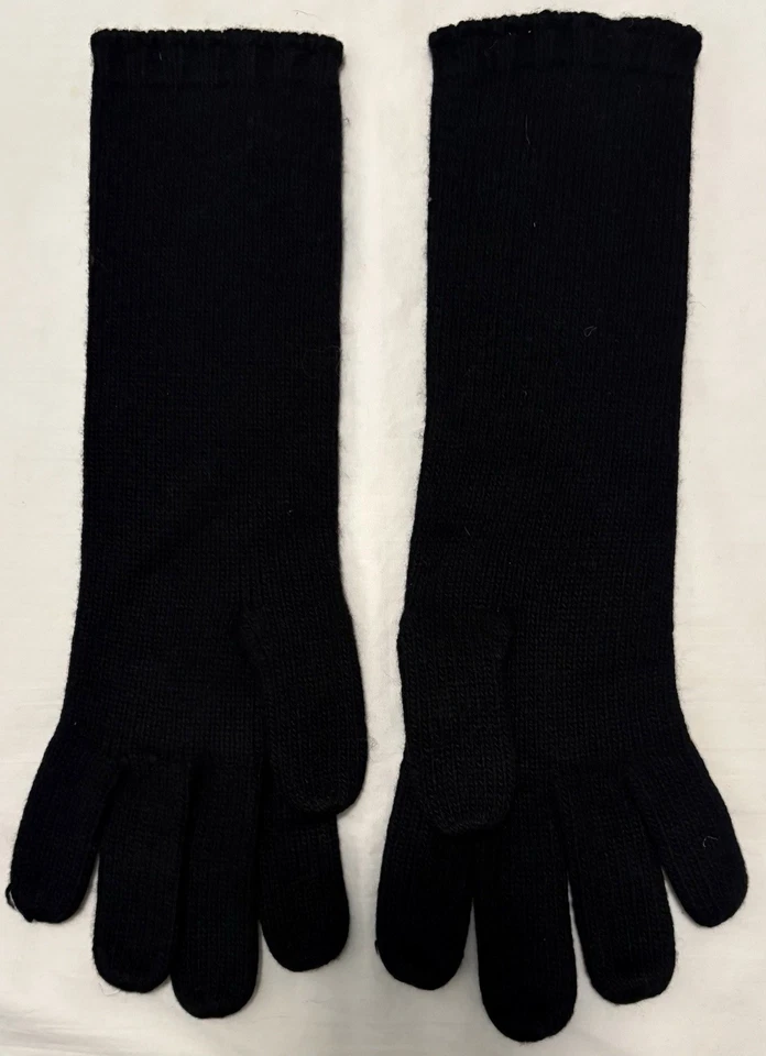 Guantes largos 100 % cachemir negros talla única Foto 2 de 4