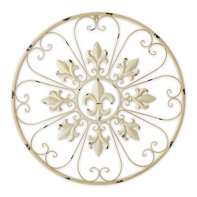 Zingz & Thingz Ornate Design Wall Décor, Circular Fleur de Lis, 25x25x0.375