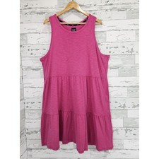 GAP Women XXL Very Berry Pink Cotton Modal Tiered Sleeveless Mini Dress Pockets