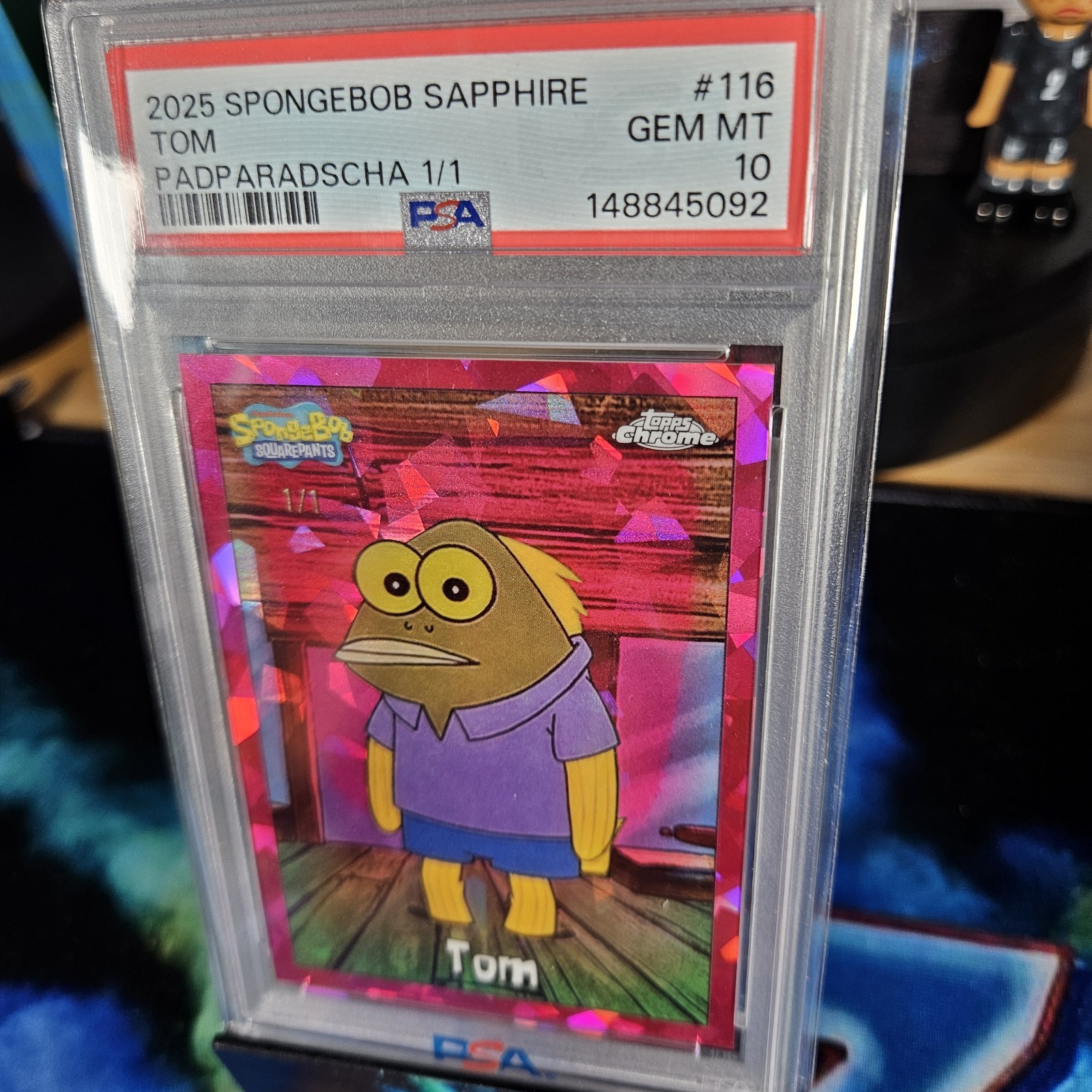 2025 Topps Chrome SpongeBob Padparadscha Refractor Tom 1/1 PSA 10 GEM GRAIL 💎