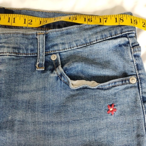 Gap Girlfriend Jeans Womens 33 Blue Denim Floral Embroidery Stretch Straight Leg - Picture 8 of 17
