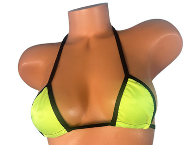 Yellow spandex  Micro Bikini Top black Trim      Extreme Sexy Top Only