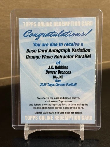 2025 Topps Chrome J.K. Dobbins Orange Wave Refractor (RAW)