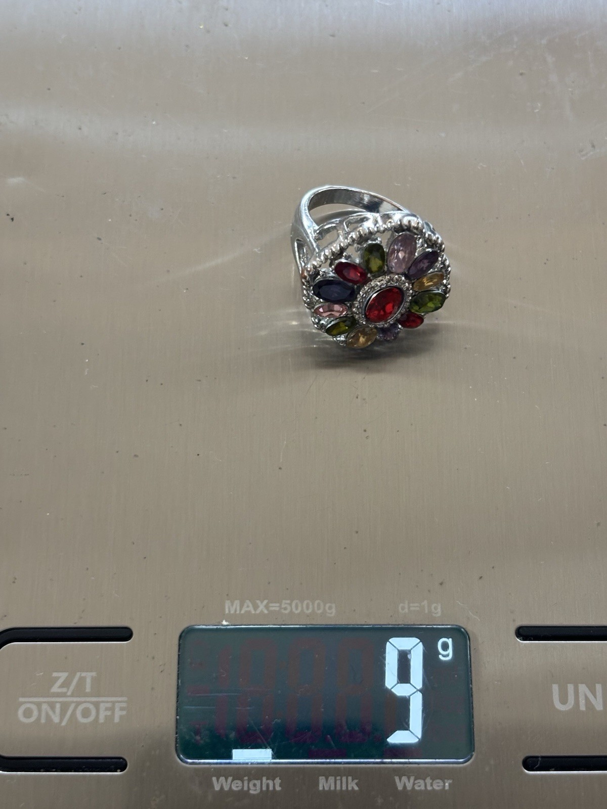 Multicolor Stone Statement Ring Silver Tone Cockt… - image 4