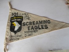 WWII US ARMY  101 ST AIRBORNE DIV SCREAMING EAGLES D-DAY  BARRACKS WALL FLAG