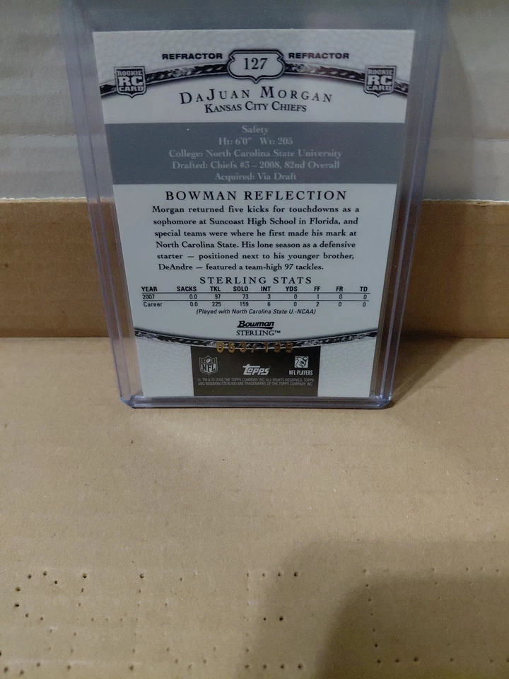 2008 Bowman Sterling Refractor /199 DaJuan Morgan #127 Rookie Auto RC - Image 2 of 3