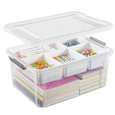 17 QT Stackable Clear Craft Organizers and Storage Box with Removable Tray