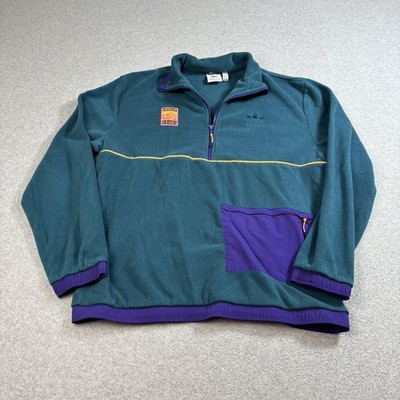 Adidas Pullover Men Medium Fleece Half Zip Outdoor Hike Athletic Trefoil Sweater