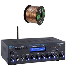 Pyle PDA63BT Bluetooth Home Audio Amplifier Receiver, 50 Feet Speaker Wire