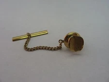 Nice Creased Middle Design Textured Gold Tone Vintage Mens Tie Tack Pin Jewelry
