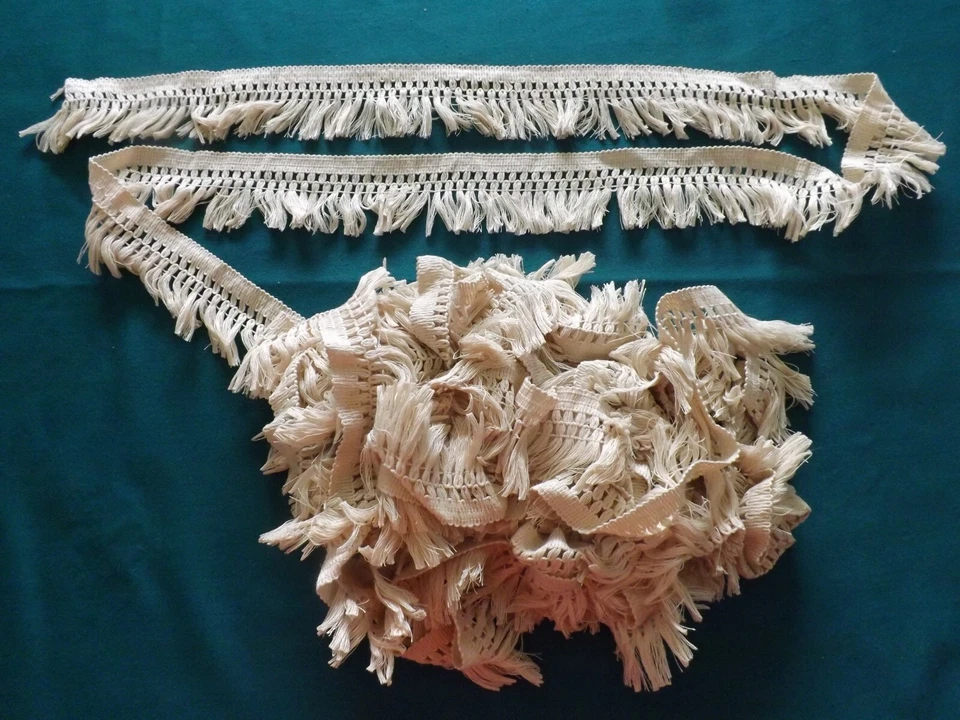 galon à franges, en coton, 12.10 m X 5.5 cm, vintage - Photo 2/4