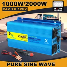 1000W 2000W Pure Sine Wave Power Inverter 24V to 110V Truck Converter Camping